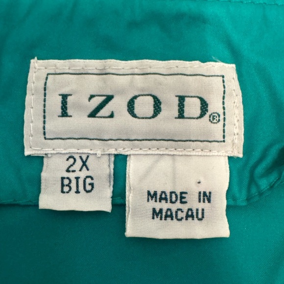 Vintage Izod Teal Windbreaker Pullover Jacket 2X Big Half Zip Nylon - Picture 7 of 9